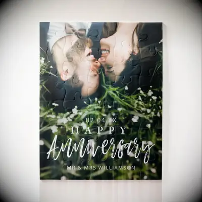 Custom anniversary jigsaw puzzle idea for game night. 