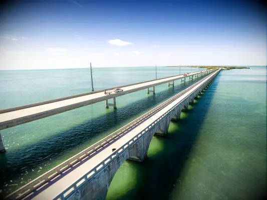 Aerial view along the seven mile bridge to the Florida keys