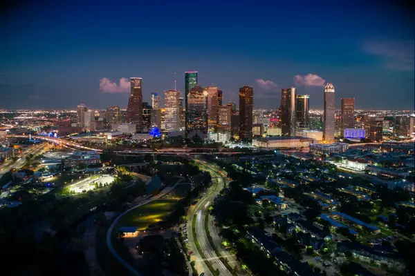 houston city skyline at night