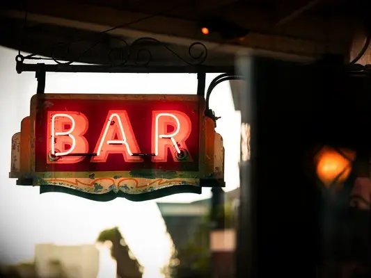 Neon Bar sign on Bourbon Street
