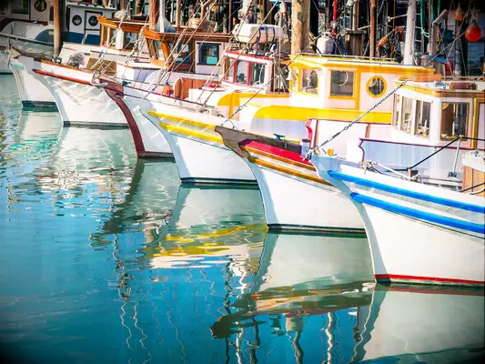 Colorful boats docked at Fisherman