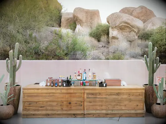 Bar set up at Scottsdale resort with cacti