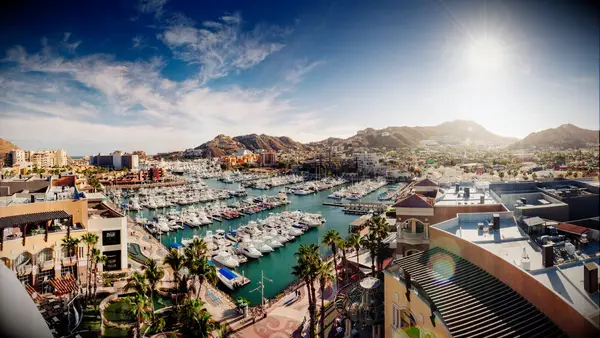 Panoramic Aerial View of Cabo San Lucas in Mexico.