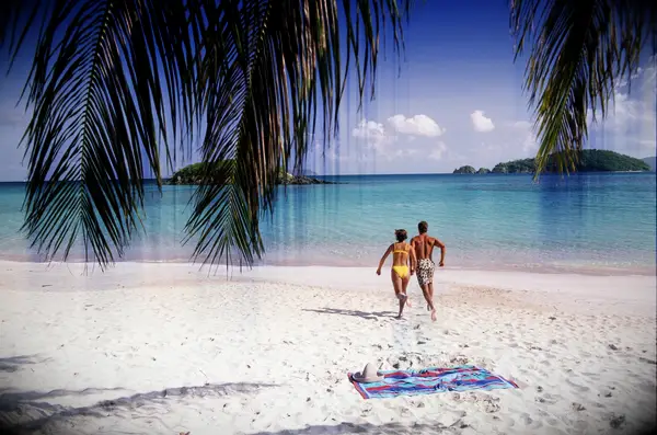 Scenic beaches at Cinnamon Bay on the island of St. John in the US Virgin Islands