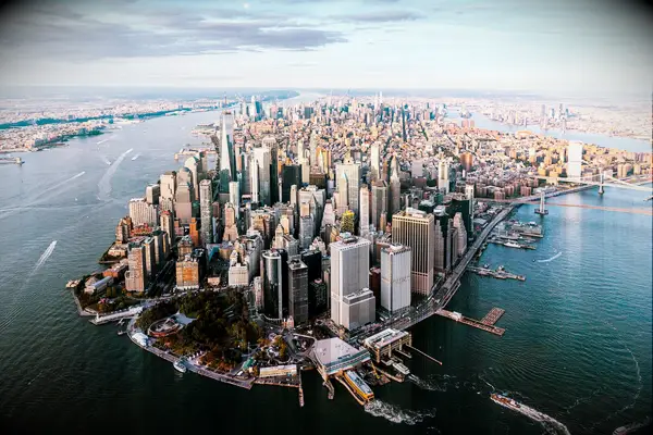 Aerial view of Loser Manhattan skyline, New York City