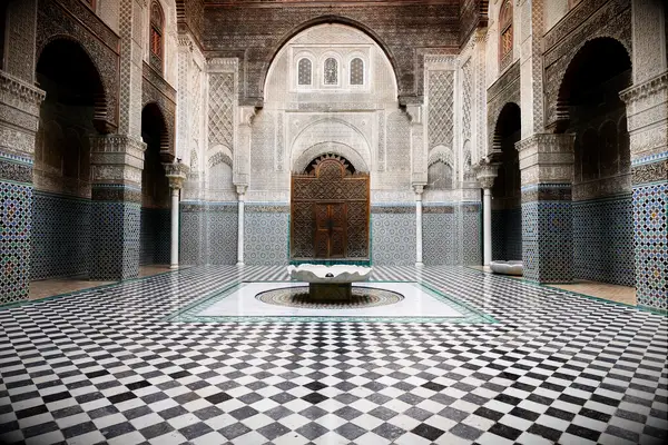 marrakesh morocco wedding destination honeymoons travel beautiful courtyard with black and white tiles