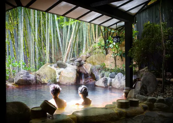 Women bathing at hot spring resort