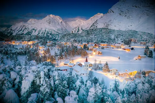 A snowy Alpine scene in Switzerland