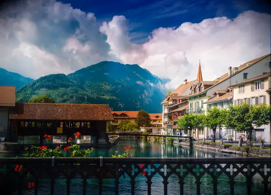 A beautiful view of Interlaken in Switzerland.