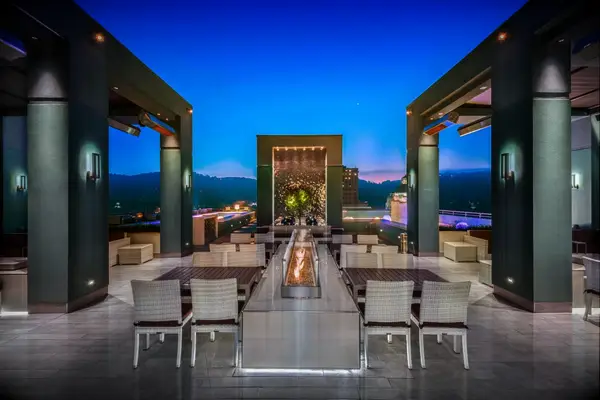 Rooftop area at bachelorette party AC Hotel Asheville Downtown 