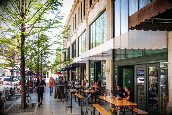 Downtown shops and eateries in Asheville, North Carolina