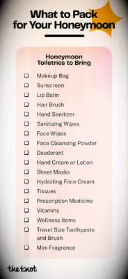 Checklist of what toiletries to bring on your honeymoon