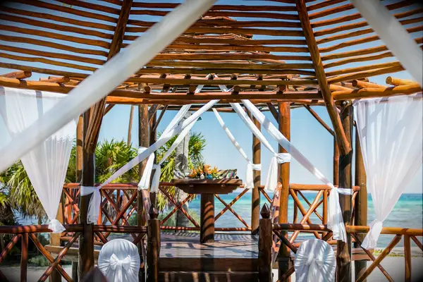 Decorated pergola for Mexico beach wedding