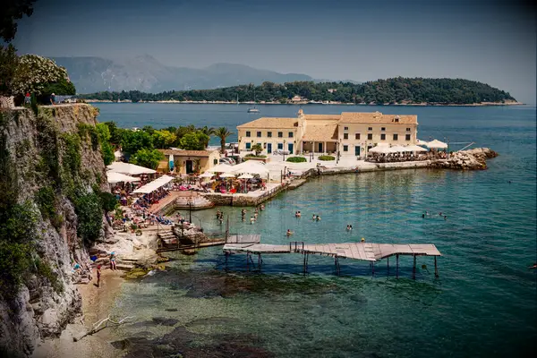 The romantic coastline of Corfu, Greece